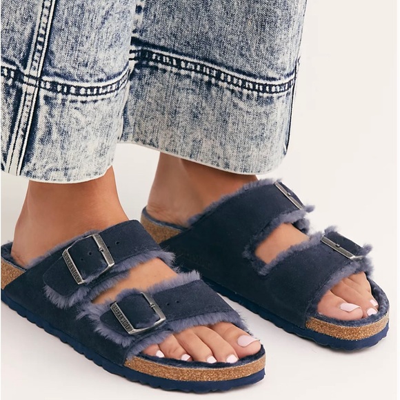 Birkenstock Fur-lined Slide Navy